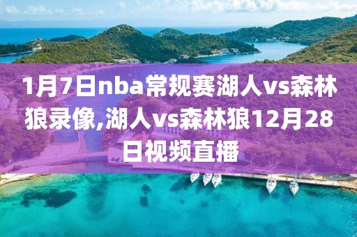 1月7日nba常规赛湖人vs森林狼录像,湖人vs森林狼12月28日视频直播