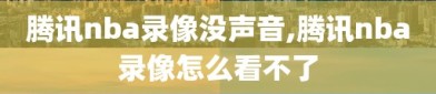 腾讯nba录像没声音,腾讯nba录像怎么看不了