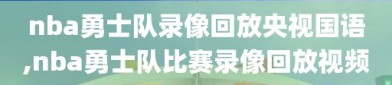 nba勇士队录像回放央视国语,nba勇士队比赛录像回放视频