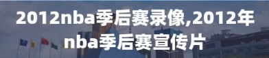 2012nba季后赛录像,2012年nba季后赛宣传片