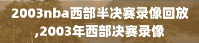 2003nba西部半决赛录像回放,2003年西部决赛录像