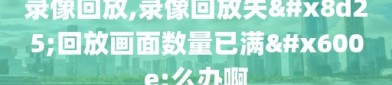 录像回放,录像回放失败回放画面数量已满怎么办啊