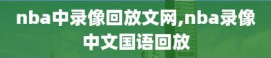 nba中录像回放文网,nba录像中文国语回放