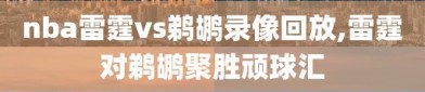 nba雷霆vs鹈鹕录像回放,雷霆对鹈鹕聚胜顽球汇
