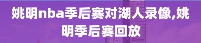 姚明nba季后赛对湖人录像,姚明季后赛回放