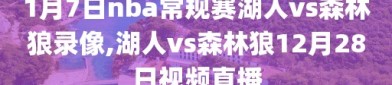 1月7日nba常规赛湖人vs森林狼录像,湖人vs森林狼12月28日视频直播
