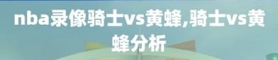 nba录像骑士vs黄蜂,骑士vs黄蜂分析