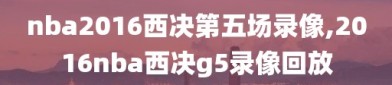 nba2016西决第五场录像,2016nba西决g5录像回放
