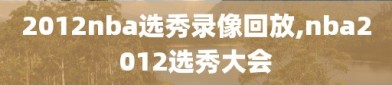 2012nba选秀录像回放,nba2012选秀大会