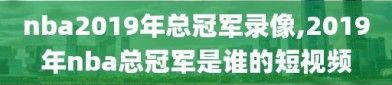 nba2019年总冠军录像,2019年nba总冠军是谁的短视频