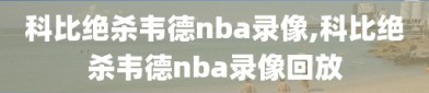 科比绝杀韦德nba录像,科比绝杀韦德nba录像回放
