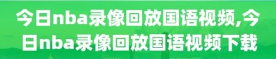 今日nba录像回放国语视频,今日nba录像回放国语视频下载