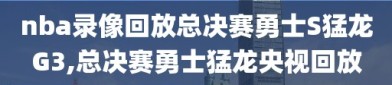 nba录像回放总决赛勇士S猛龙G3,总决赛勇士猛龙央视回放