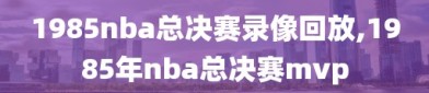 1985nba总决赛录像回放,1985年nba总决赛mvp